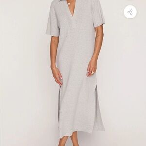 M Brochu Walker Fai Melange Gray Knit dress linen cotton blend LN